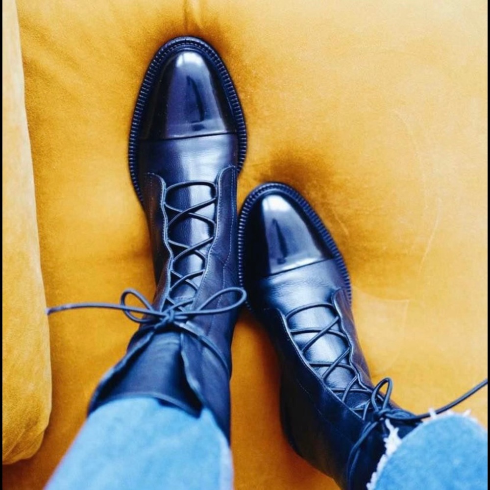 Inch2 leather brogue boots in black